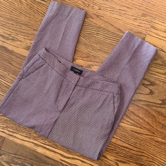 Talbots Heritage Pants Straight Leg Size 10 Red Blue Geometric Business Casual - Picture 10 of 12